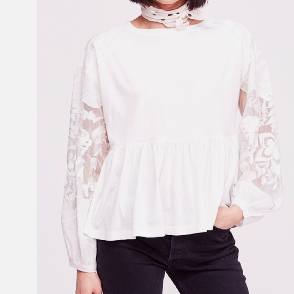 FP Movement by Free People White Lace Blouse